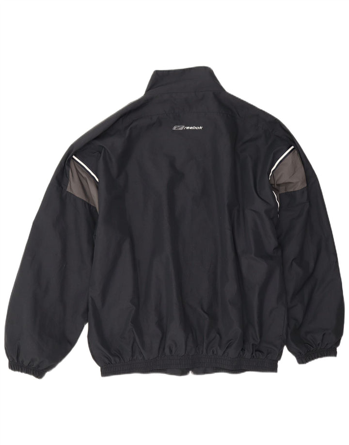 Jachetă de top pentru trening Reebok pentru bărbați, cu o formă largi, neagră medie, bloc de culoare
