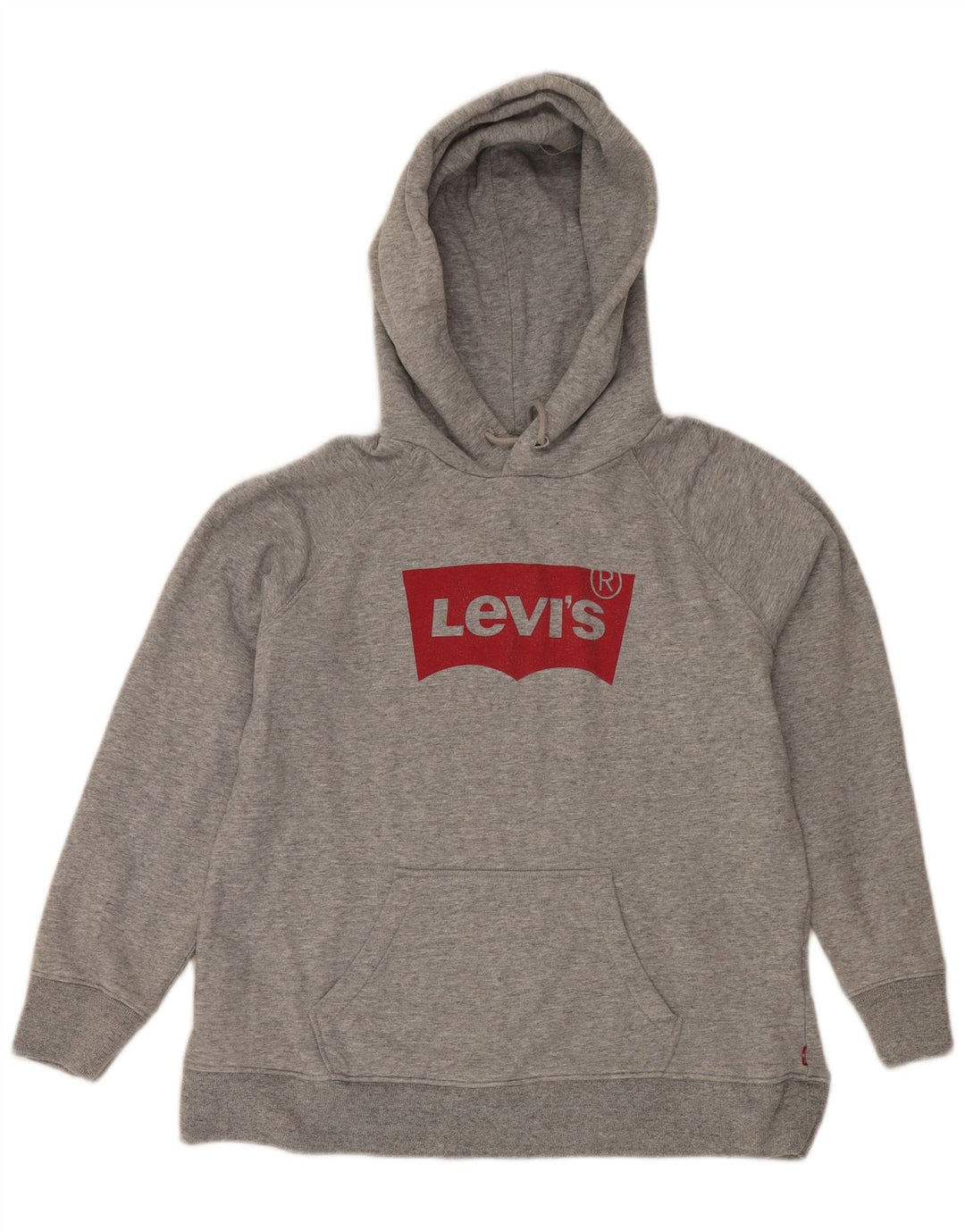 Pulover Levi's pentru bărbați cu capota cu grafică, din bumbac cu pete, gri mediu