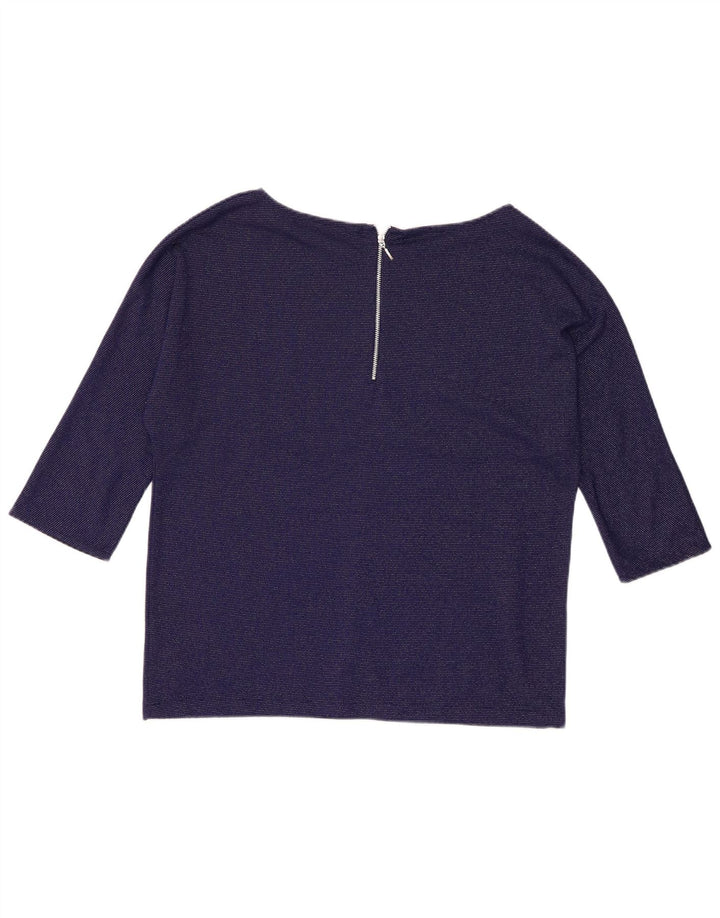 Top pentru femei Zara cu mâneci 3/4 UK 16 mare, bleumarin, poliester
