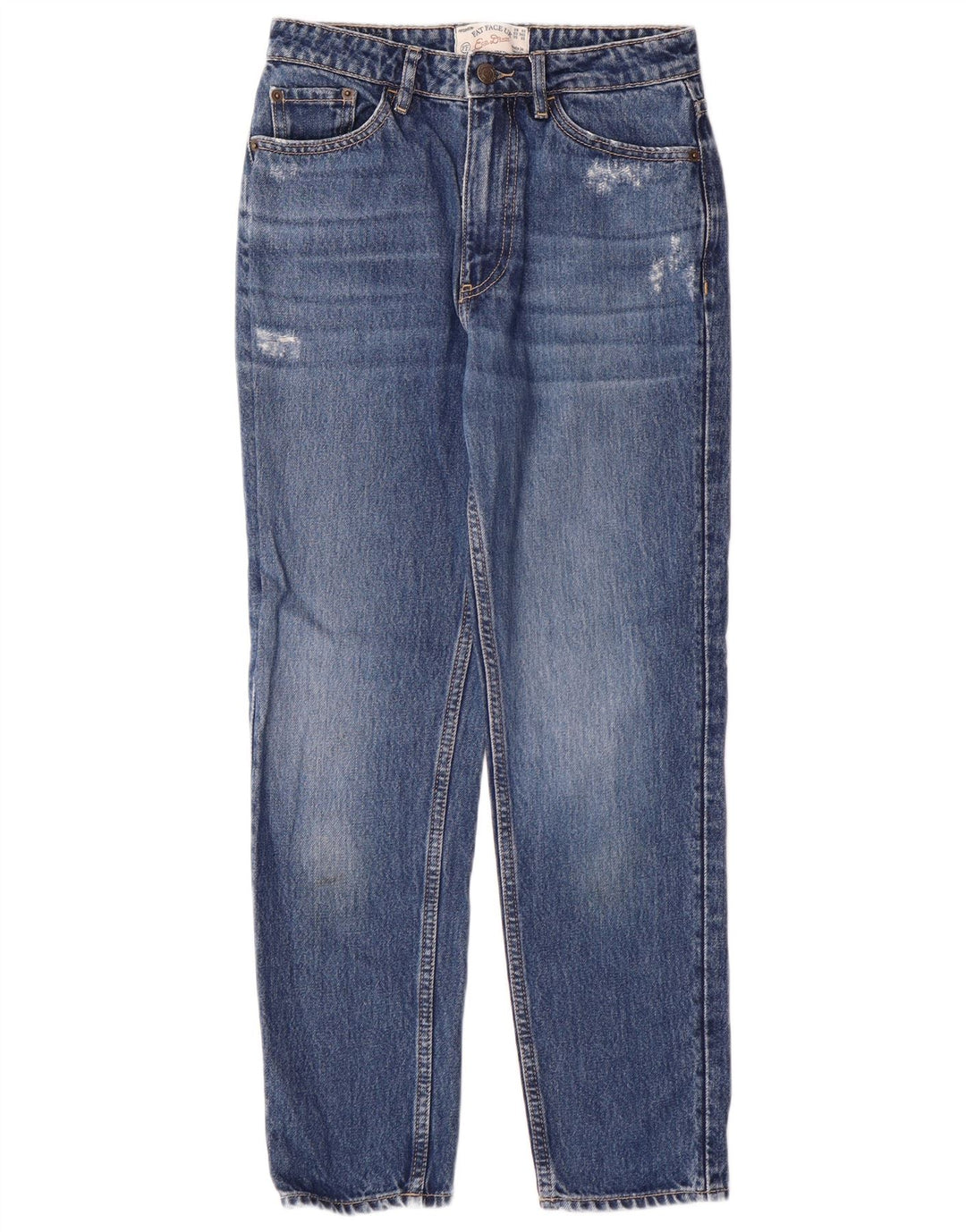 FAT FACE Jeans mom pentru femei, blugi subțiri învechiți UK 6 XS W26 L26 Bumbac albastru