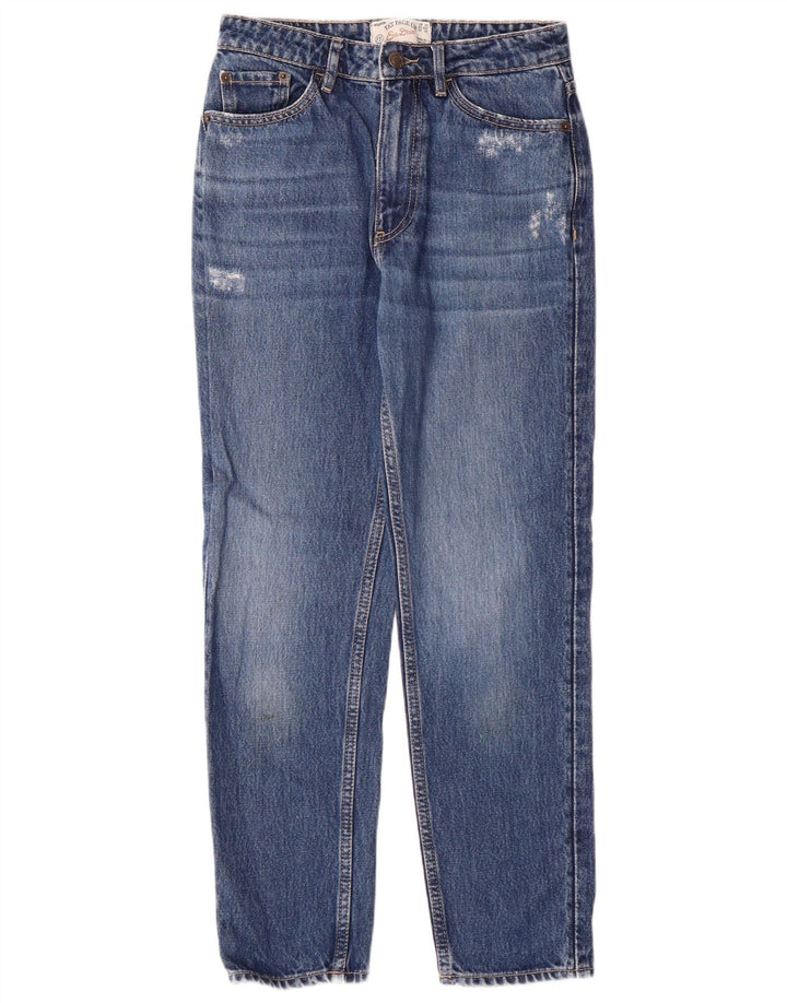 FAT FACE Jeans mom pentru femei, blugi subțiri învechiți UK 6 XS W26 L26 Bumbac albastru