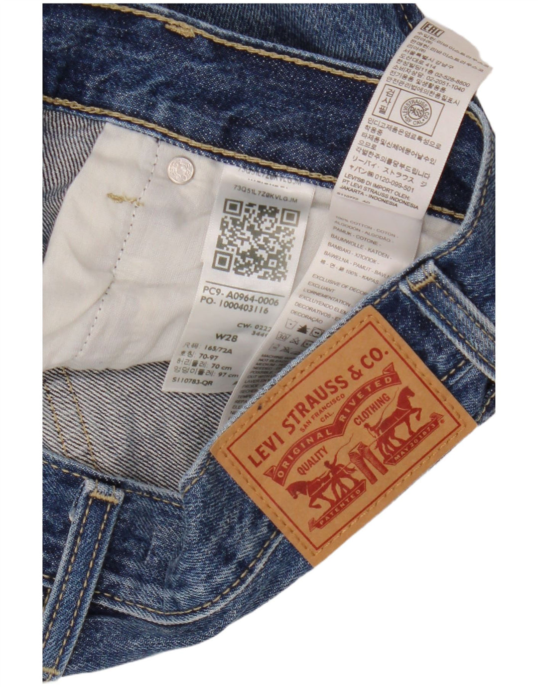 Blugi drepți distressed Distressed Womens LEVI'S Low Pro W28 L31 Bumbac albastru