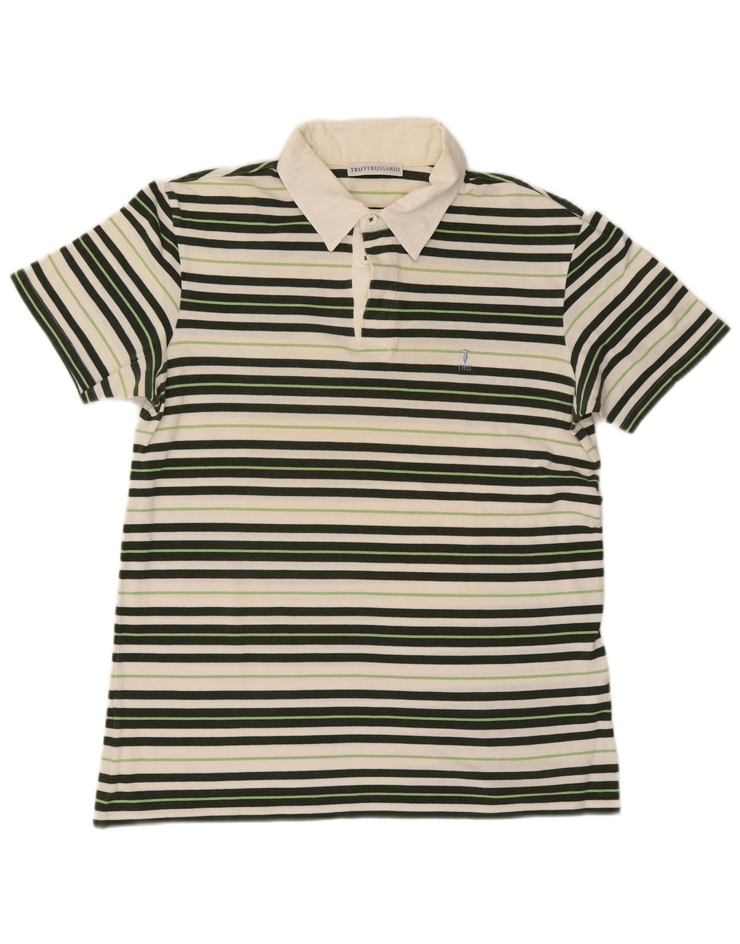 Tricou polo Trussardi pentru bărbați, bumbac cu dungi multicolore medii