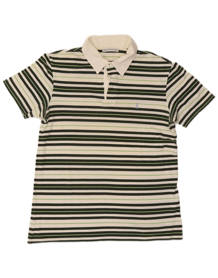Tricou polo Trussardi pentru bărbați, bumbac cu dungi multicolore medii