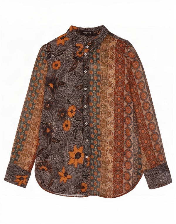 Bluză cămașă pentru femei Desigual UK 16, mare, maro, cu flori din poliester