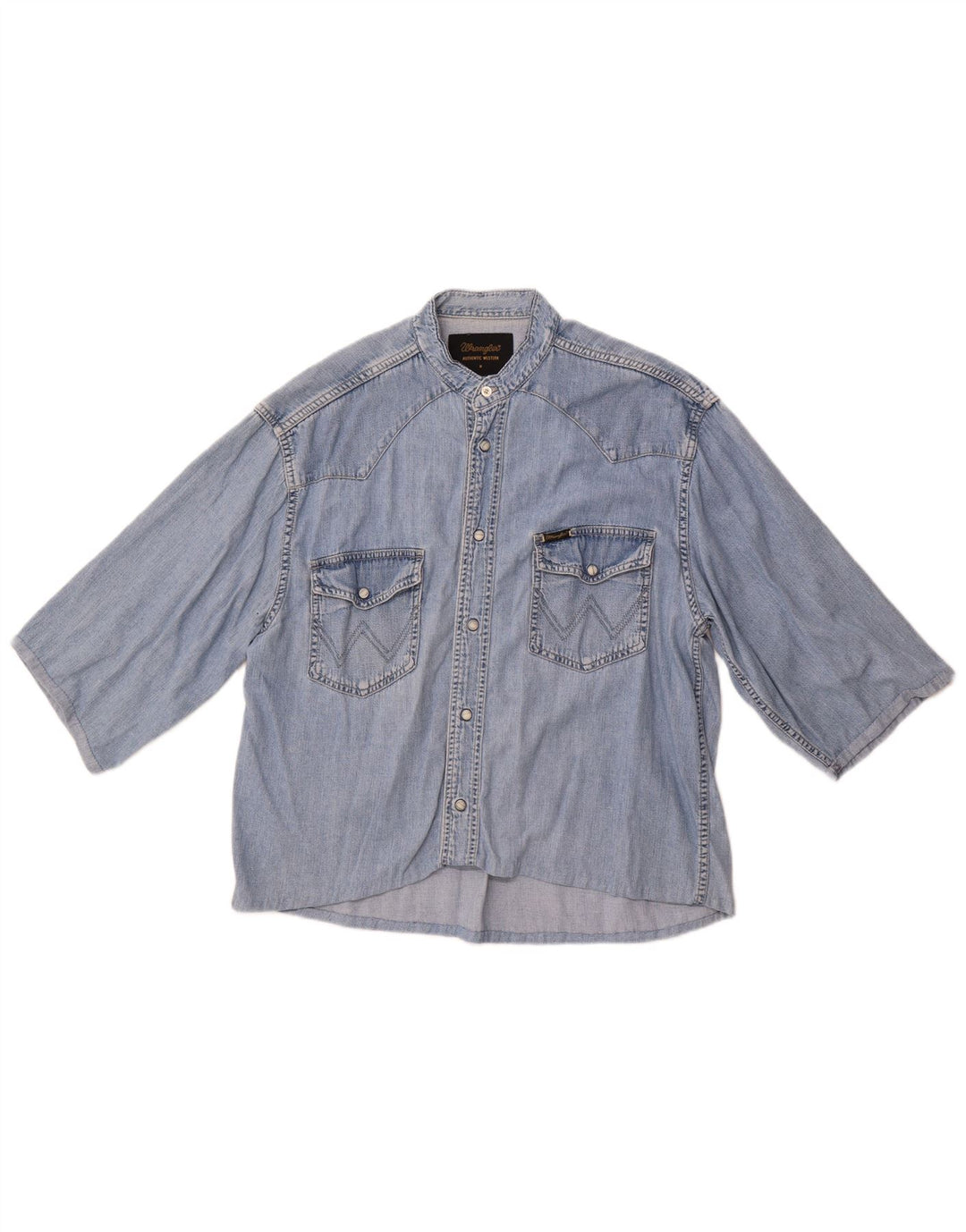 Cămașă din denim cu mânecă scurtă pentru bărbați Wrangler, albastru mediu