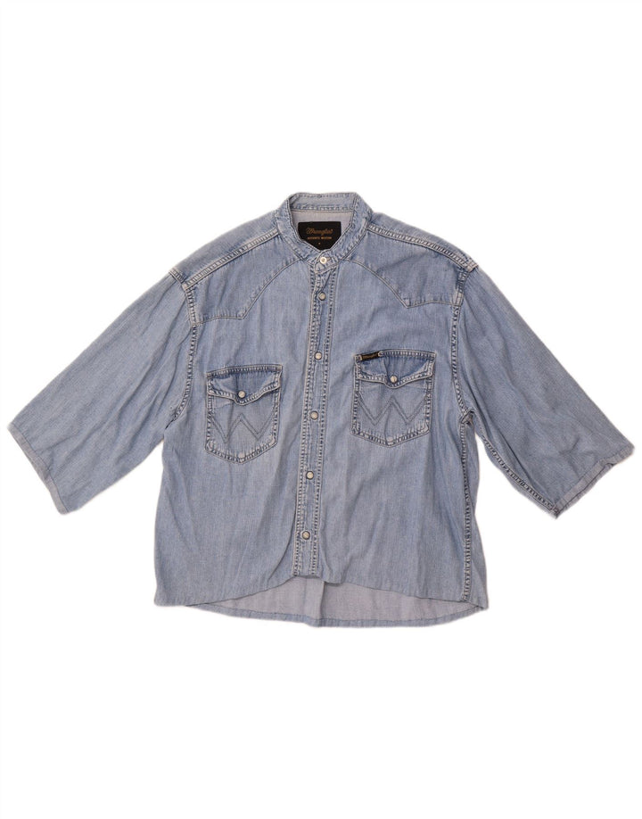 Cămașă din denim cu mânecă scurtă pentru bărbați Wrangler, albastru mediu