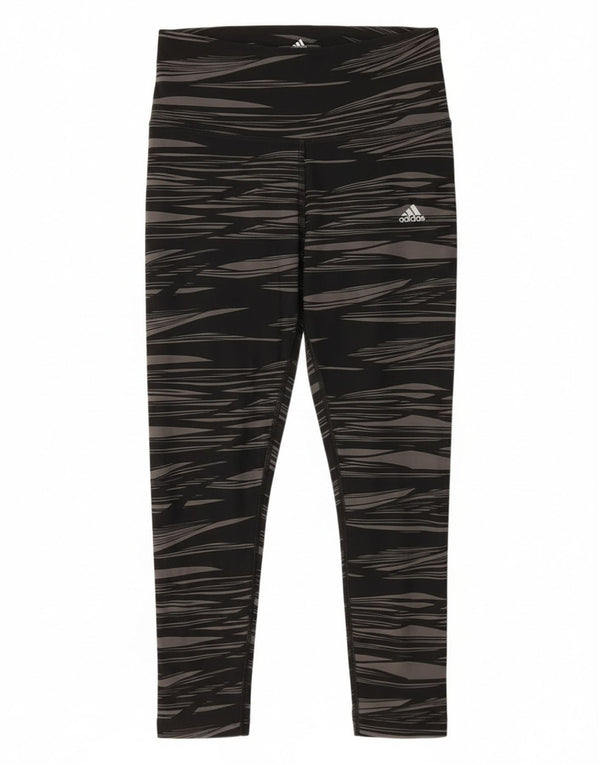 Leggings Adidas Climalite Capri pentru femei Marea Britanie 12/14 Medium Negru cu dungi