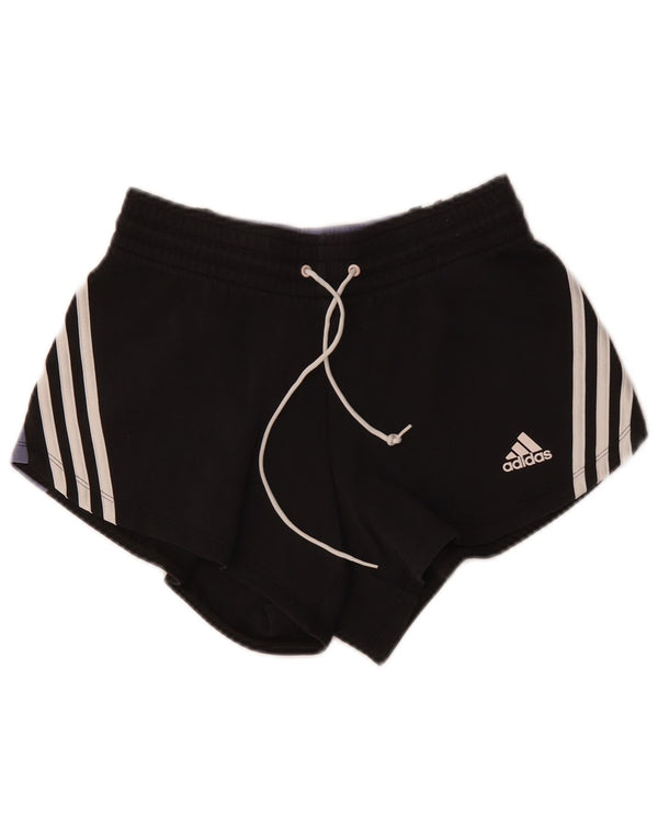 ADIDAS Womens Sport Shorts UK 4/6 XS Black Colourblock Cotton