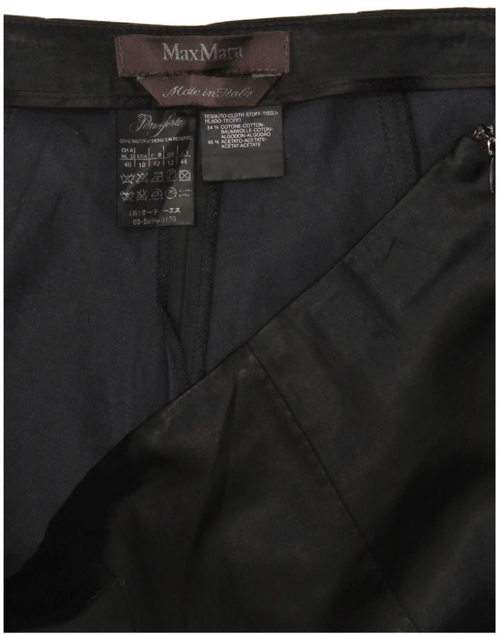 Max Mara Pantaloni cropped pentru femei UK 12 Medium W30 L23 Bumbac negru