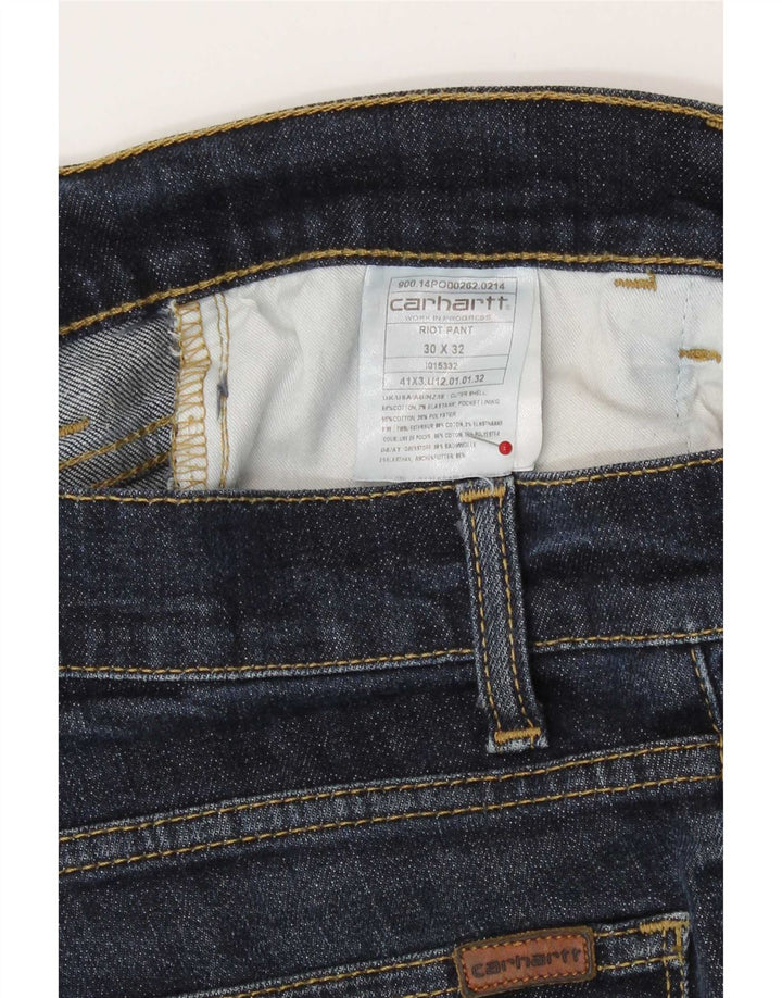 Blugi tăiați Carhartt pentru femei W30 L22 bumbac bleumarin
