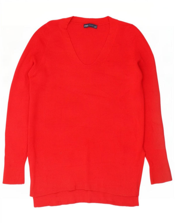 Marks & Spencer Pulover supradimensionat pentru femei cu decolteu în V UK 10 Small Red