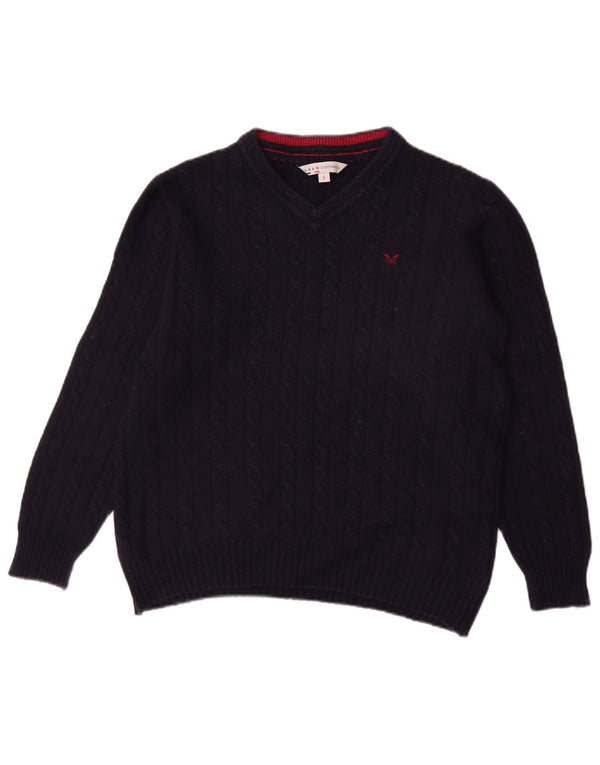 Crew Clothing Womens Oversized V-Neck Jumper Sweater UK 10 Small Navy Blue