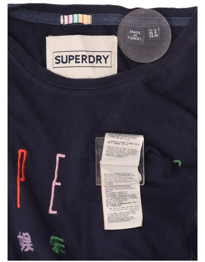 Tricou grafic Superdry pentru femei Top UK 12 Medium Bleumarin Bumbac