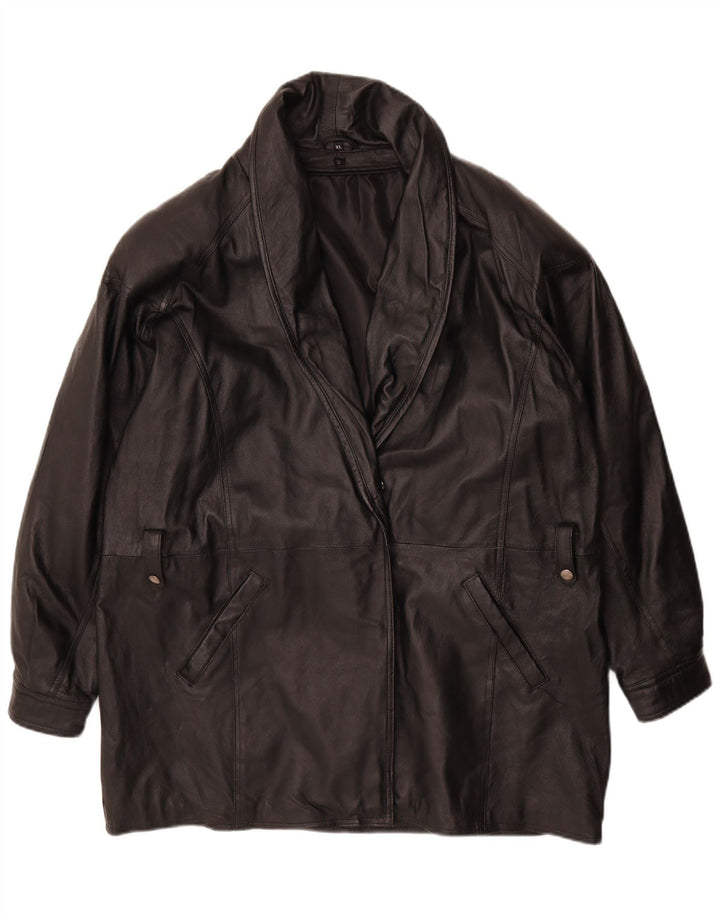 Jachetă de piele vintage pentru femei UK 18 XL din piele neagră