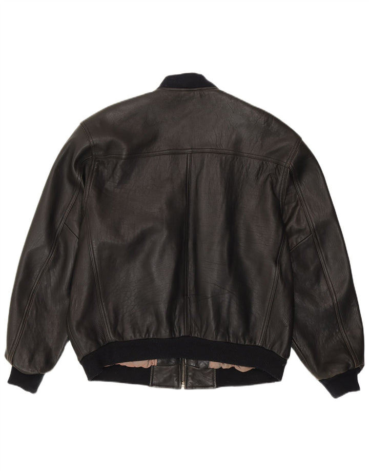 Jachetă bomber pentru bărbați Conte Massimo, cu o formă lejeră, IT 48, piele medie neagră