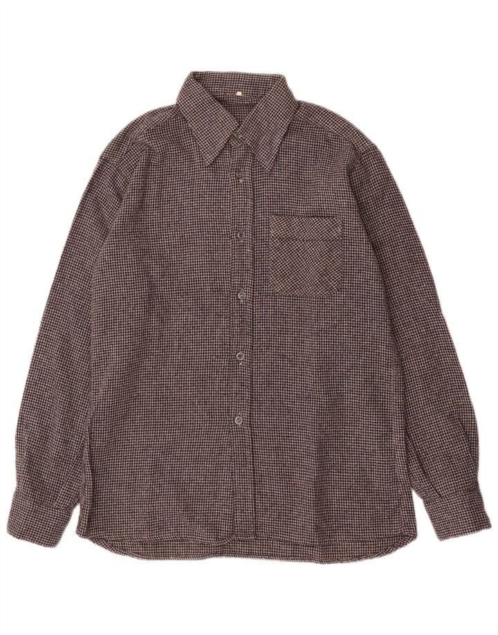 Cămașă de flanel pentru bărbați VINTAGE Mărimea 40 Picior de găin mediu gri