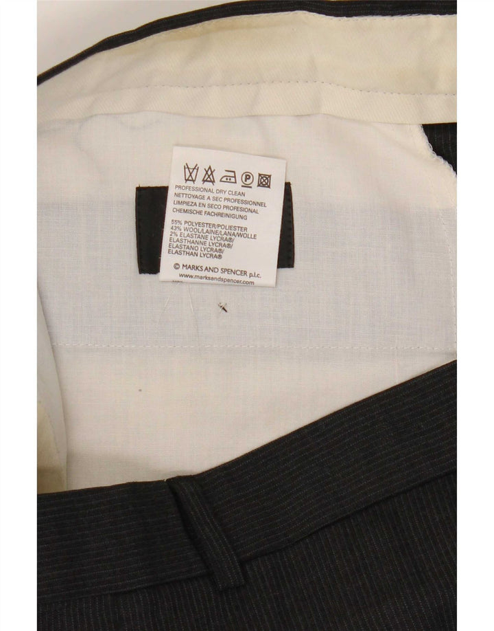 Pantaloni de costum pentru bărbați Marks & Spencer, L34 L29, gri poliester cu dungi