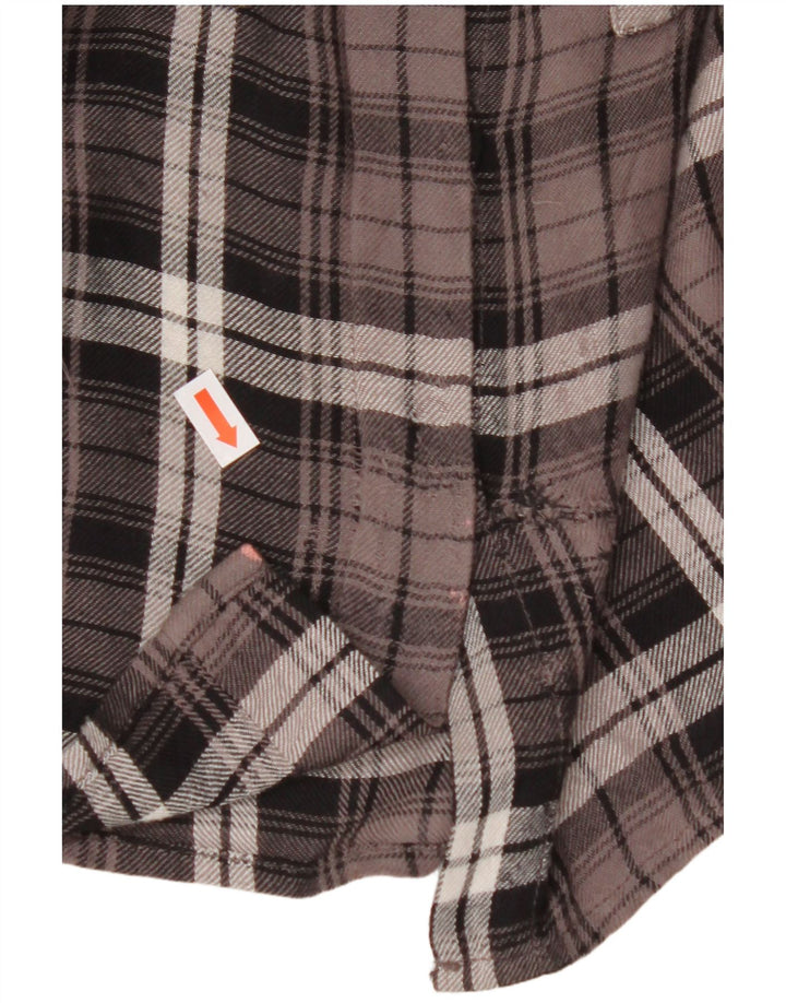 Cămașă de flanel supradimensionată pentru femei BENETTON UK 10 Small Brown Check Viscose