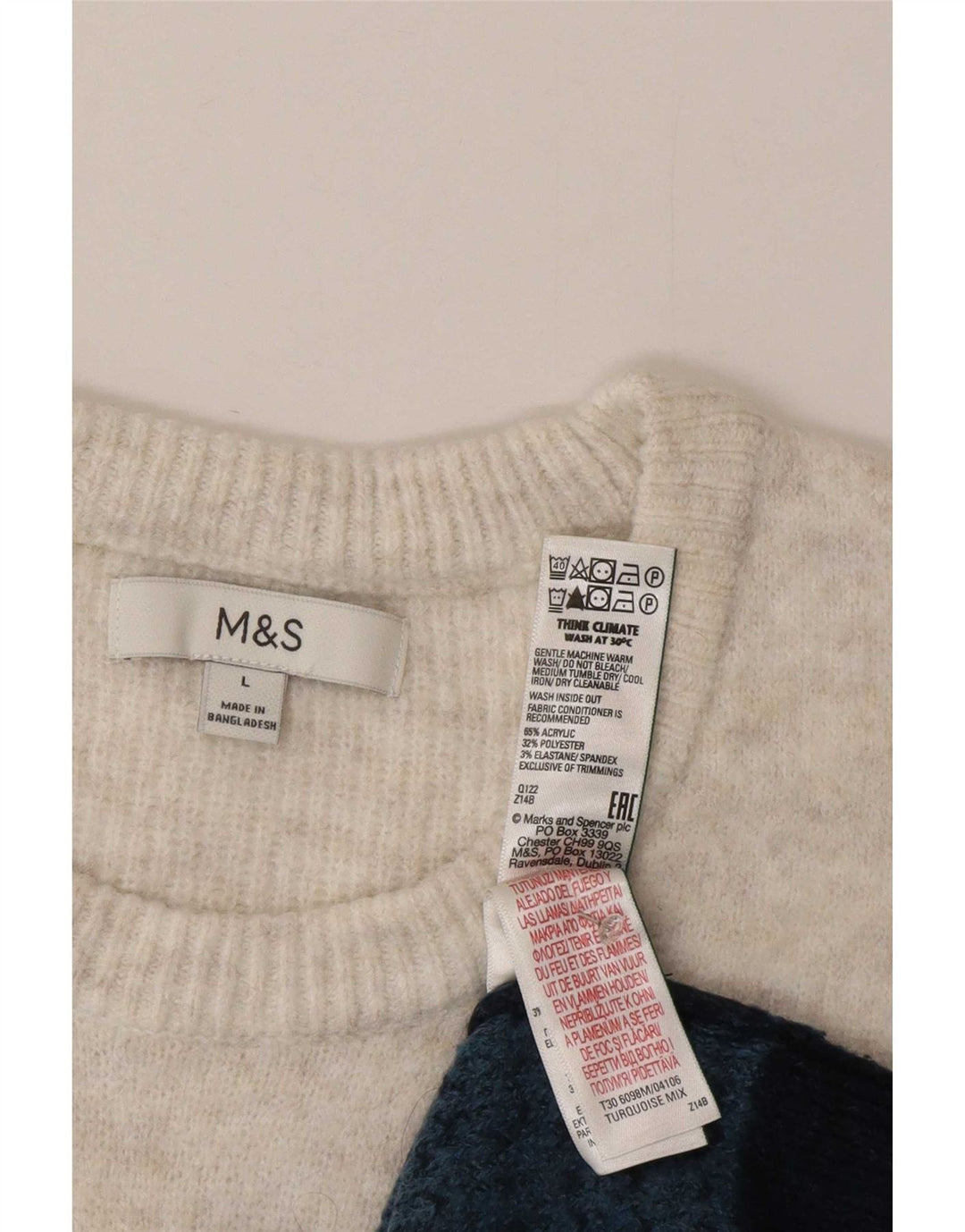Pulover pentru bărbați Marks & Spencer, cu gâtul turn, mare, turcoaz, Fair Isle