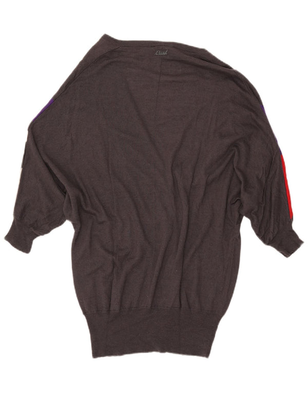 Pulover cardigan cu paragate DIESEL pentru femei UK 10, gri mic, bloc de culoare