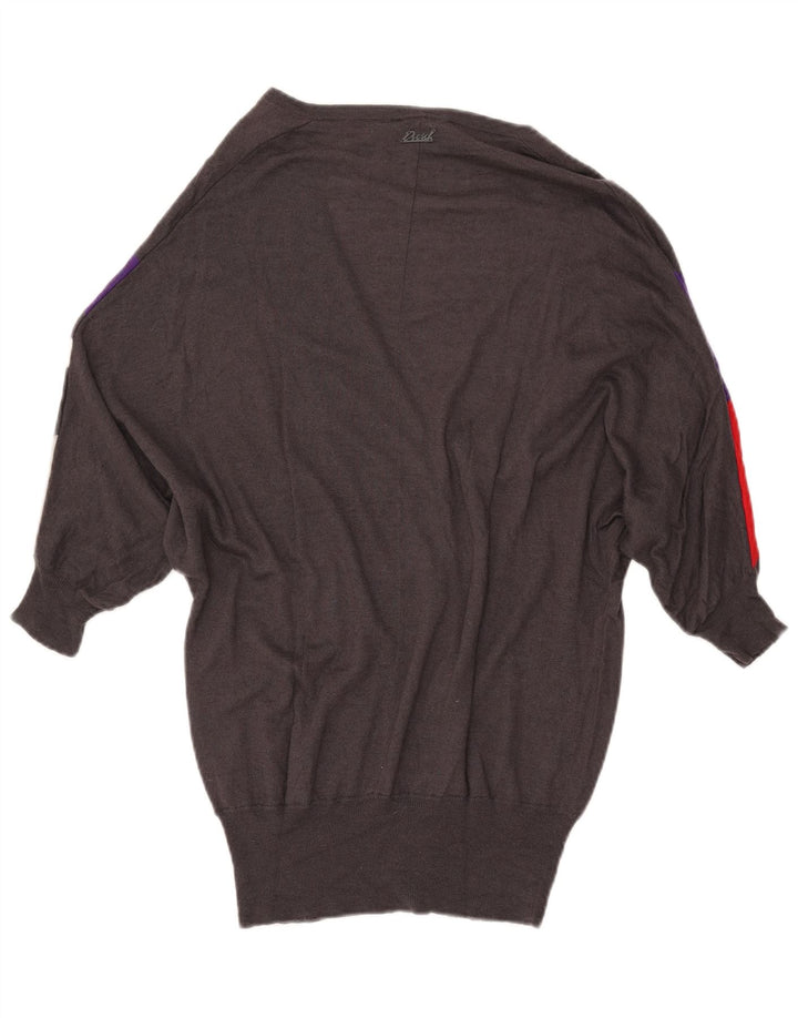 Pulover cardigan cu paragate DIESEL pentru femei UK 10, gri mic, bloc de culoare