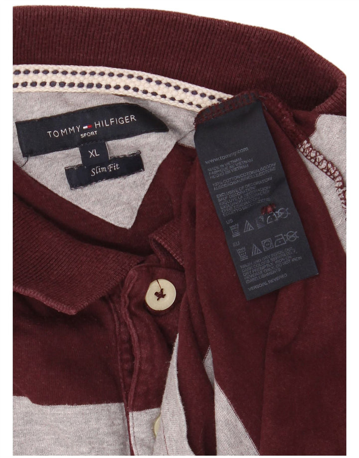 TOMMY HILFIGER Tricou polo slim rugby pentru bărbați XL Burgundy colorblock