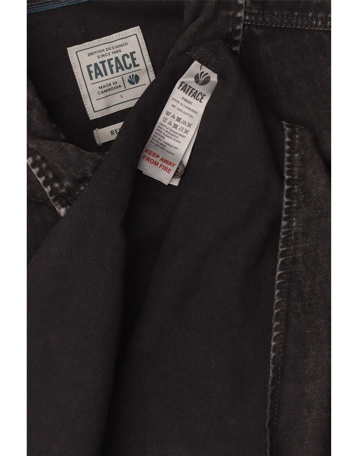Cămașă Fat Face pentru bărbați din denim mare, negru, bumbac