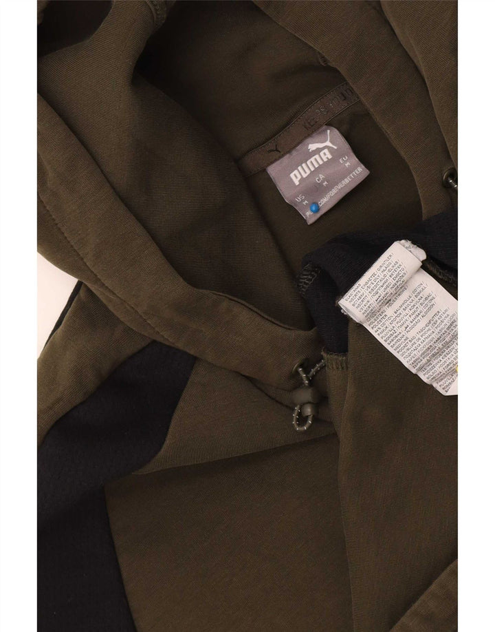 Pulover Puma pentru bărbați, bumbac color bloc verde mediu
