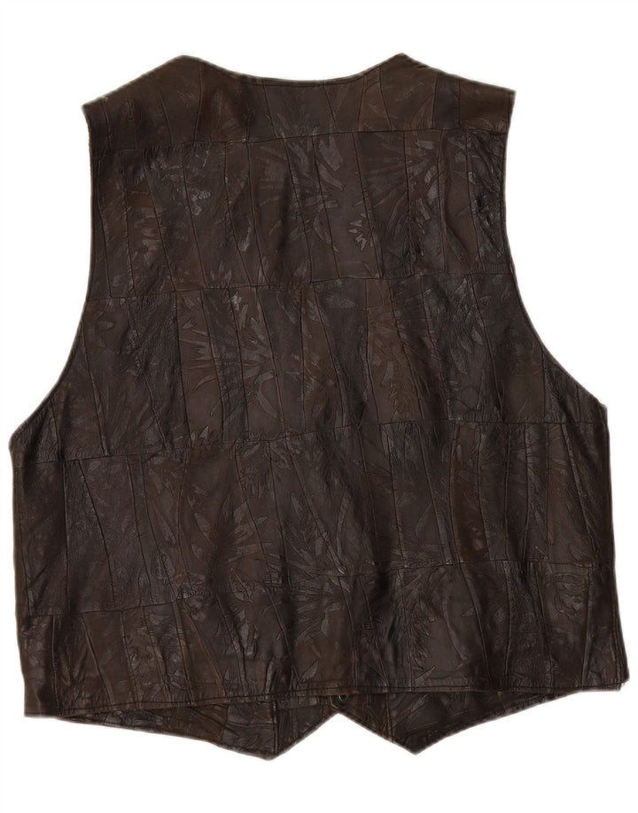 Vestă din piele pentru bărbați VINTAGE 2XL maro mozaic