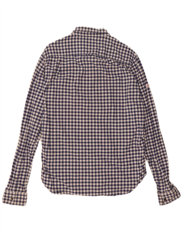Cămașă pentru bărbați Superdry, albastru mediu, bumbac vichy