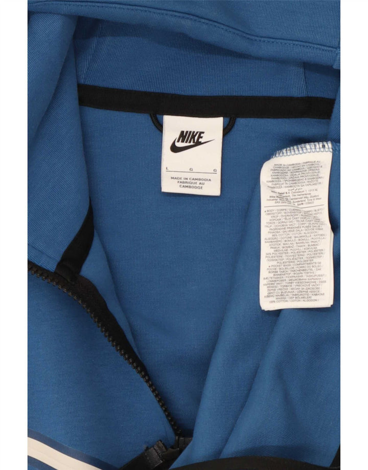 Pulover Nike pentru bărbați, cu fermoar, bumbac cu dungi mari, albastre
