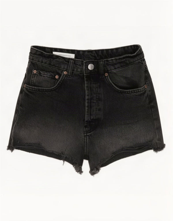 Pantaloni scurți din denim pentru femei Zara EU 34 2XS W24 Bumbac negru