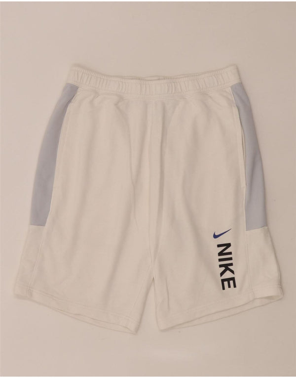 Pantaloni scurți sport grafic Nike pentru bărbați, bumbac color bloc alb mediu