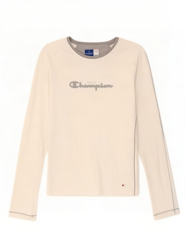 Champion Womens Heritage Classics Graphic Top Long Sleeve UK 8 Small White