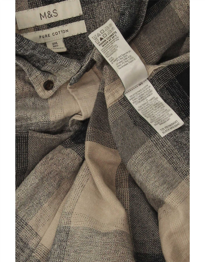 Cămașă de flanel pentru bărbați Marks & Spencer, 2XL, bej, cu carouri