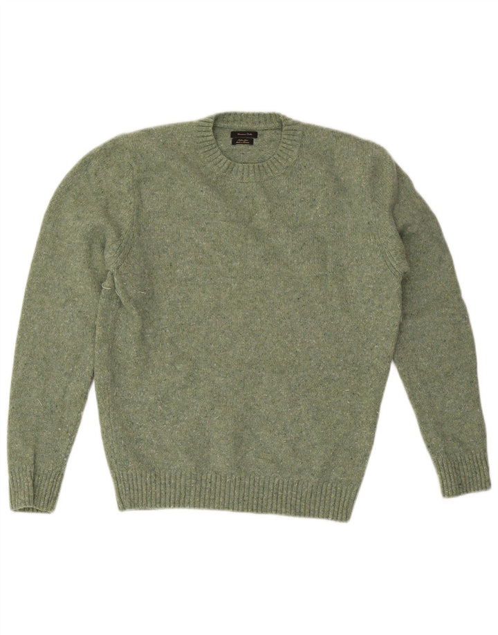 Pulover Massimo Dutti pentru bărbați cu decolteu rotund, verde mediu