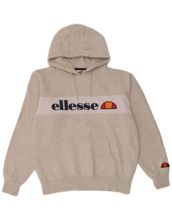Pulover cu glugă cu grafic pentru femei Ellesse UK 14, bumbac color bloc, gri mediu