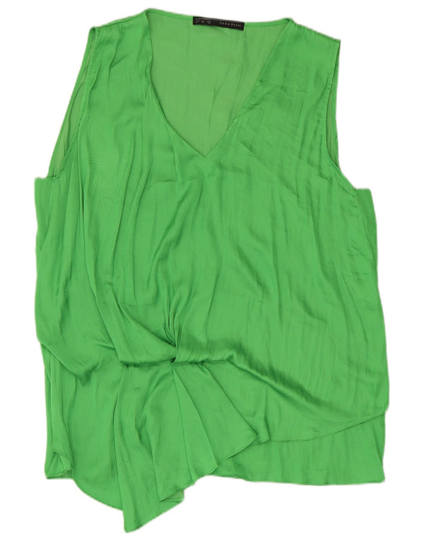 Bluză fără mâneci pentru femei Zara UK 18 XL Verde