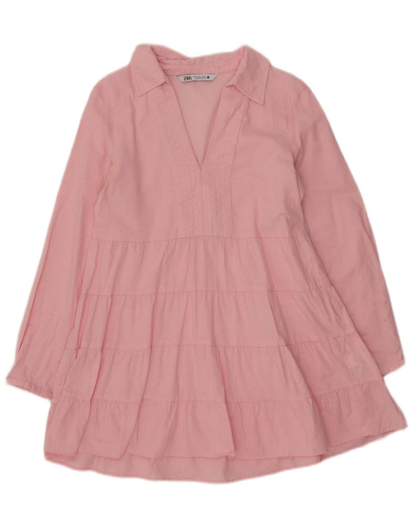 Rochie cu mâneci lungi pentru femei Zara UK 10 Bumbac roz mic
