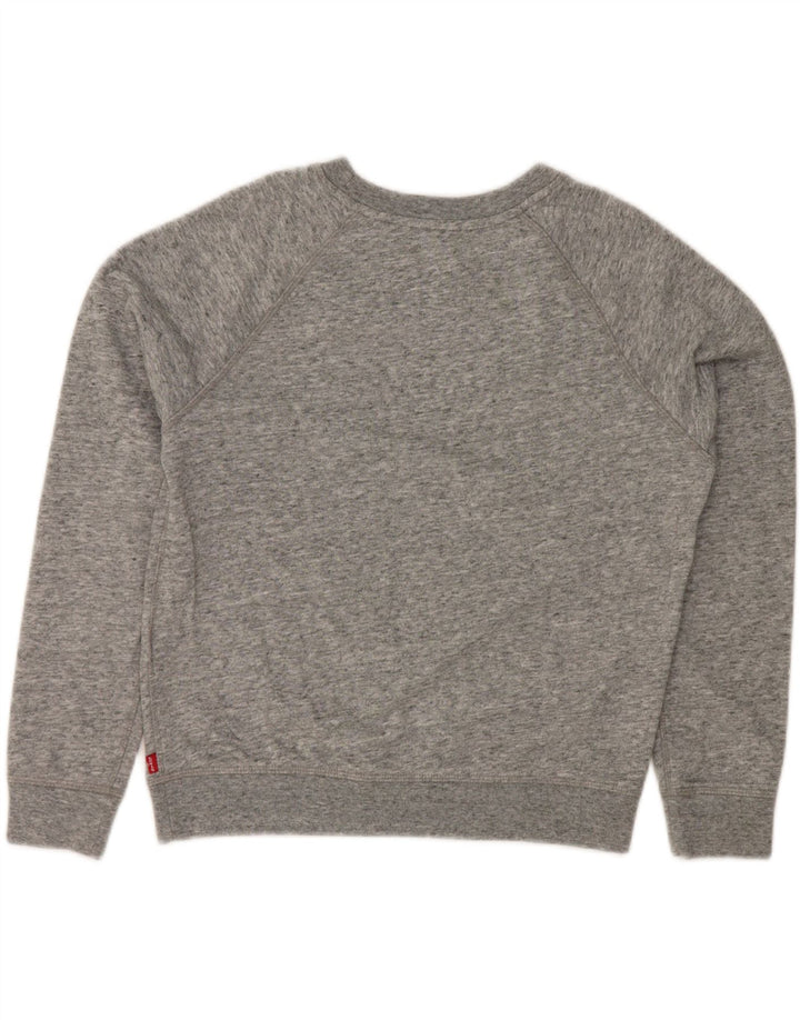 LEVI'S Womens Graphic Sweatshirt Jumper UK 10 Small Grey Cotton Vintage Levi's and Second-Hand Levi's from Messina Hembry 