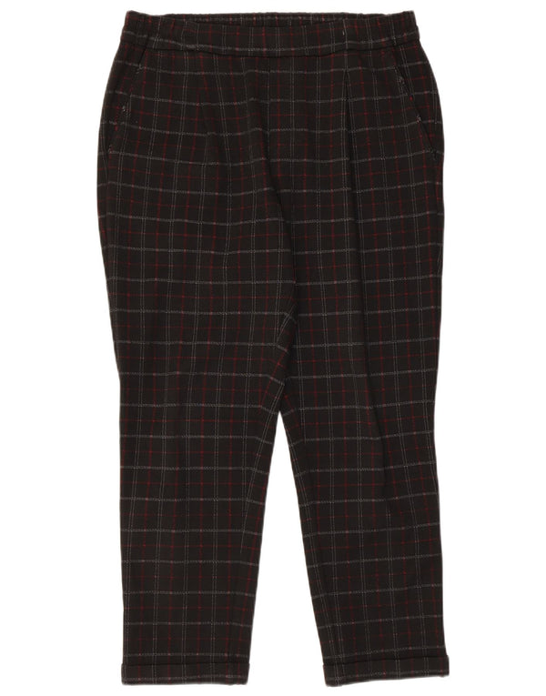 Pantaloni tăiați pentru femei BENETTON Medium W32 L24 Black Check Viscose