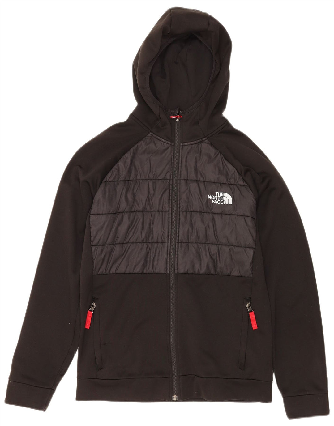 THE NORTH FACE Pulover cu capota cu fermoar pentru băieți 14-15 ani XL negru Colorblock