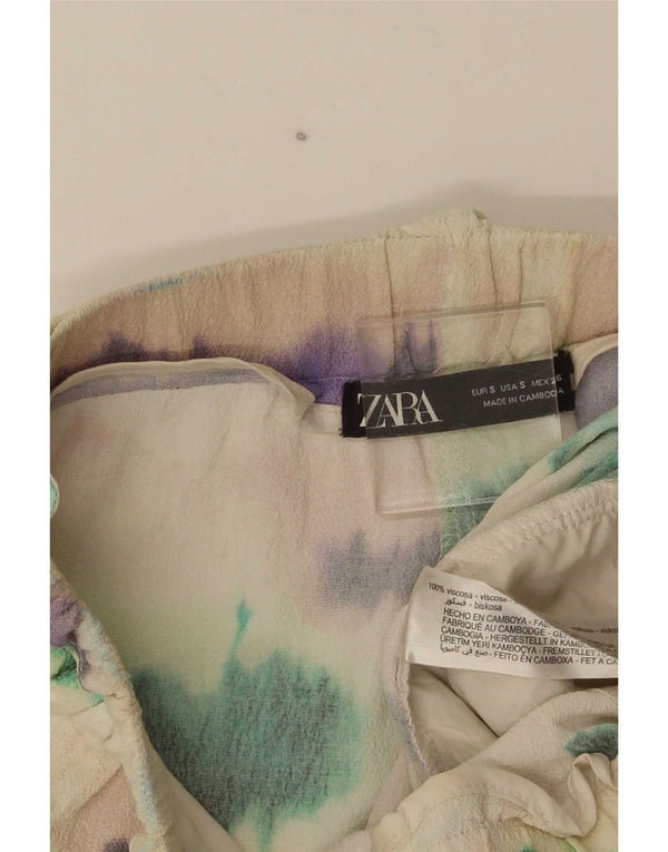 Pantaloni scurți chino cu talie înaltă Zara, pentru femei, mici W26, viscoză Tie Dye multicoloră