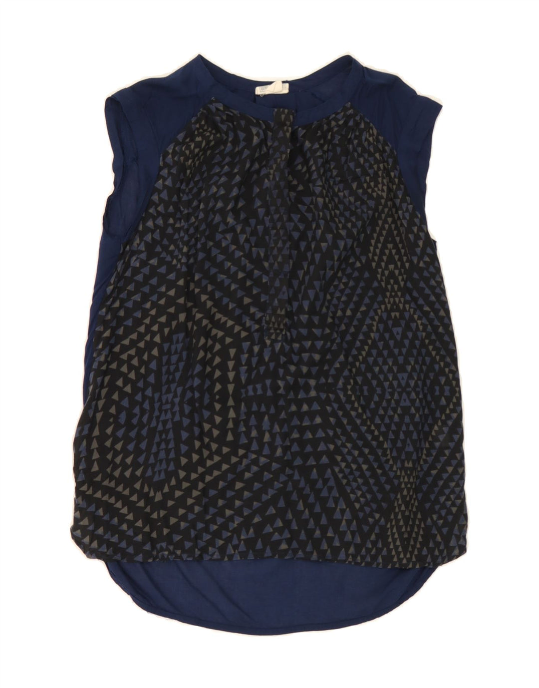 CONVERSE Womens Oversized Blouse Top UK 6 XS Navy Blue Geometric Vintage Converse and Second-Hand Converse from Messina Hembry 