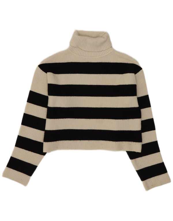 Pulover cu decolteu rulat pentru fete Zara 11-12 ani, cu dungi alb
