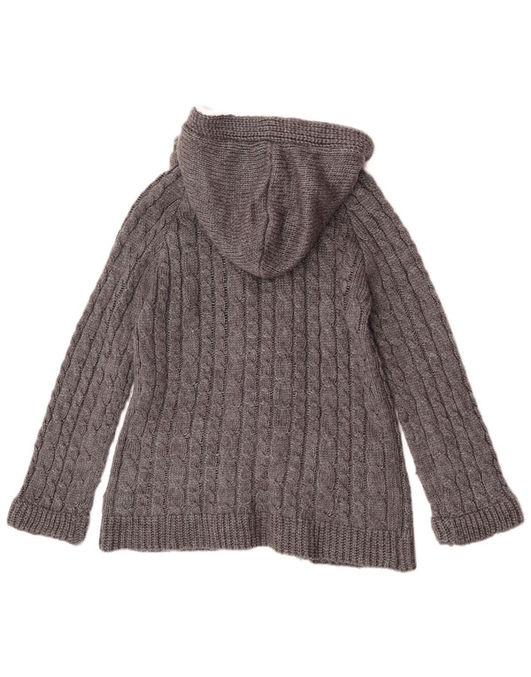 Pulover cardigan cu glugă pentru femei Zara UK 14 mare, gri acrilic