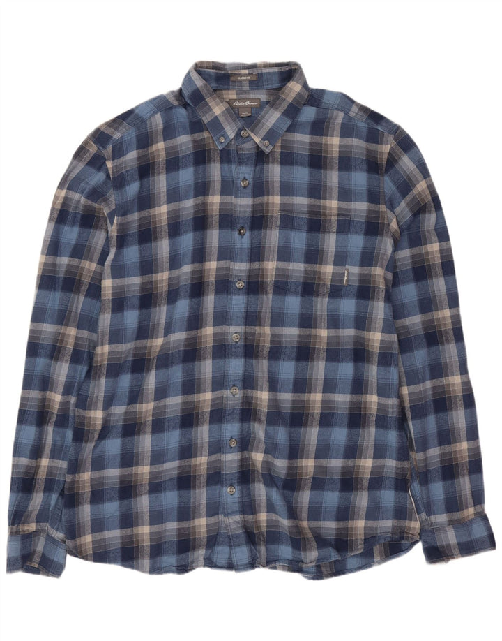 Cămașă de flanel pentru bărbați EDDIE BAUER, mare, albastru, din bumbac