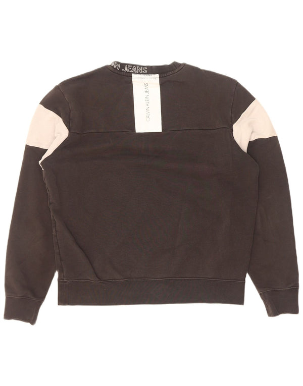 Calvin Klein Mens Graphic Sweatshirt Jumper Small Black Cotton