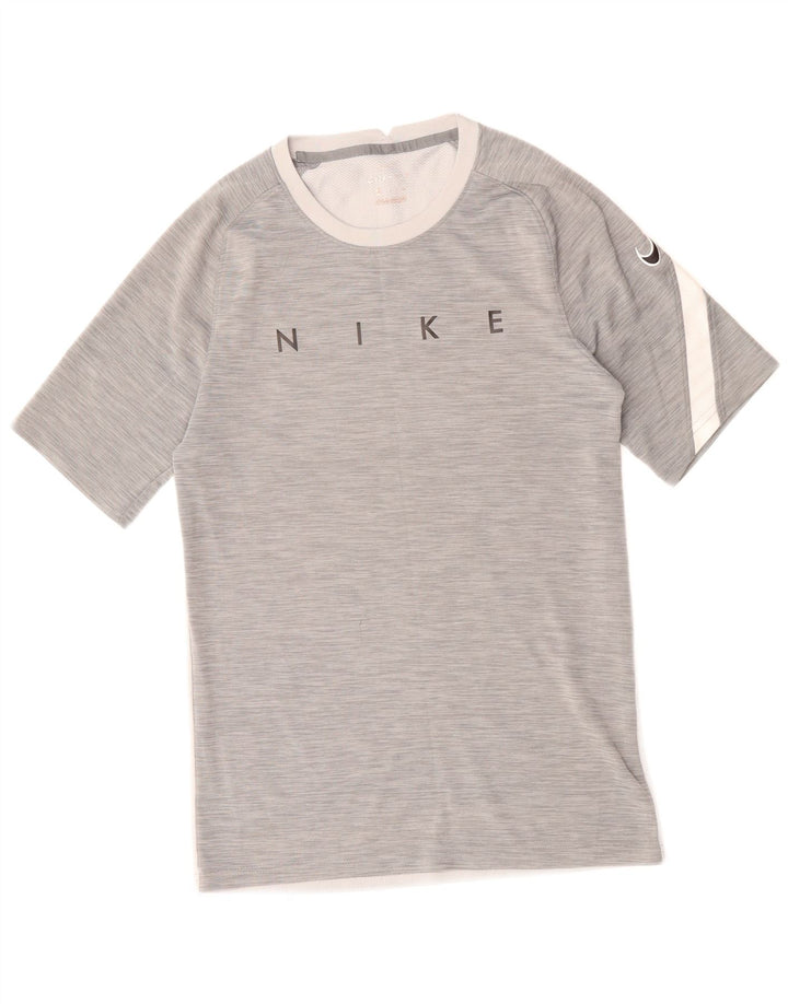 Tricou grafic NIKE Dri Fit pentru bărbați Top mic, gri, poliester color bloc